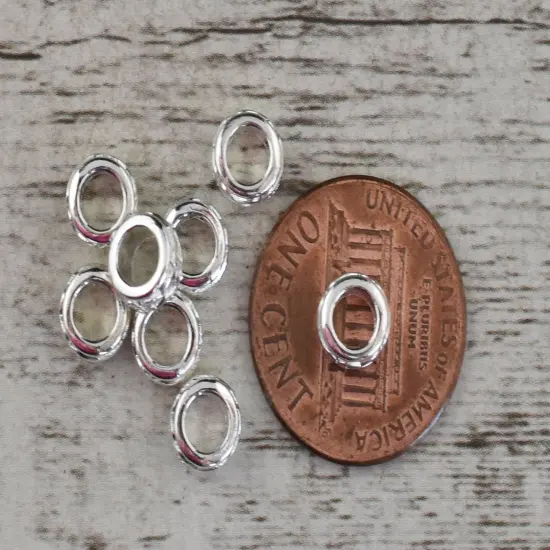 7x4mm Antique Silver Large Hole Rondelle Spacer Beads {5}