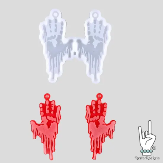 UV Safe Bloody Hands Silicone Dangling Earring Mold for UV or Epoxy Resin Art {1}