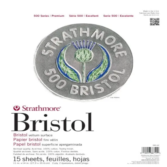 Strathmore Bristol Vellum Paper Pad 11"X14"-15 Sheets {1}