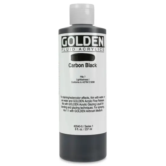 Golden Fluid Acrylics - Carbon Black, 8 oz bottle {1}