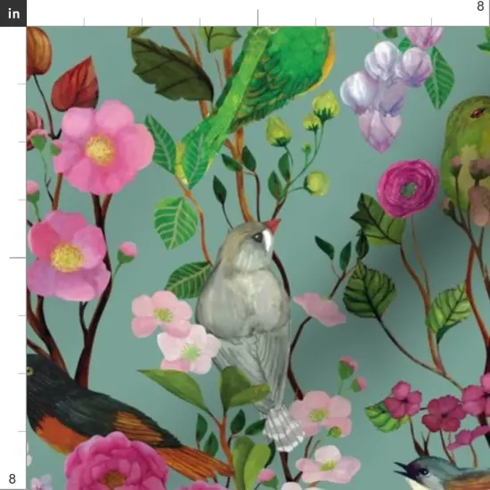 Various Fabrics by the Yard or Fat Quarter Chinoiserie Garden Australian Birds Painted Flowers Ornate Florals And Blooms Custom Printed Fabric by Spoonflower {4}