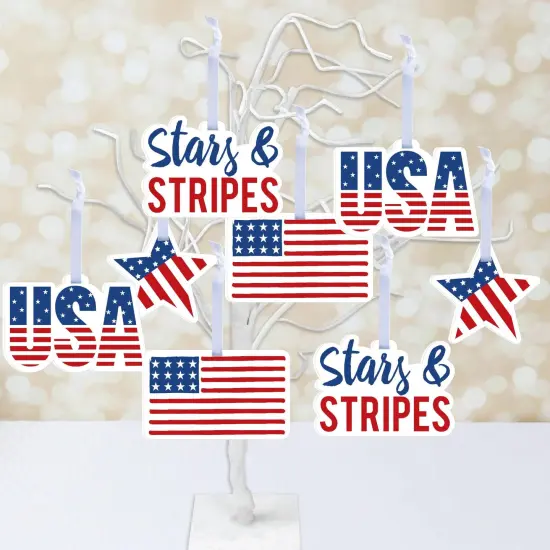 Big Dot of Happiness Stars & Stripes - Memorial Day, 4th of July and Labor Day Patriotic Decorations - Tree Ornaments - Set of 12 {3}