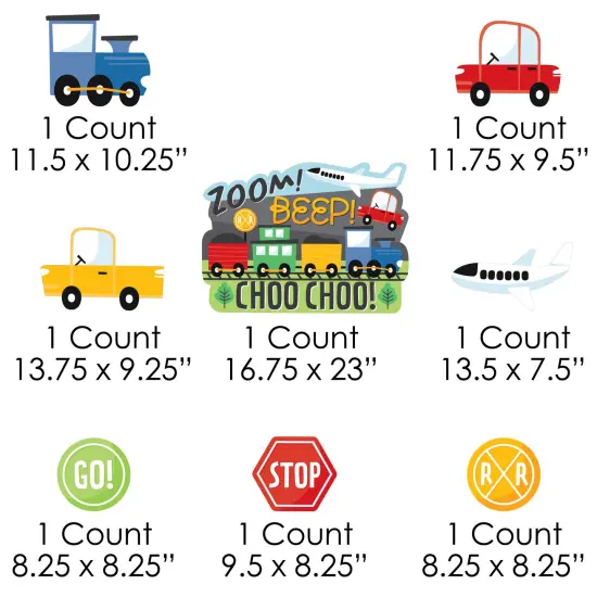 Big Dot of Happiness Cars, Trains, and Airplanes - Yard Sign and Outdoor Lawn Decorations - Transportation Birthday Party Yard Signs - Set of 8 {7}