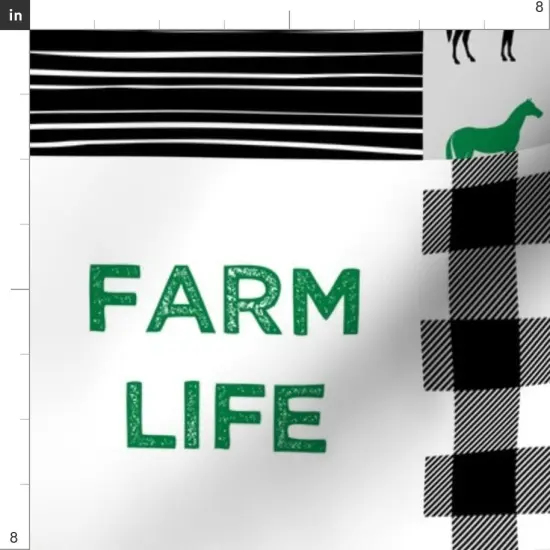 Various Fabrics by the Yard or Fat Quarter Farm Life Wholecloth Green Yellow Black Woodgrain Patchwork Horse Plaid Quilt Themed Cows Horses Custom Printed Fabric by Spoonflower {4}