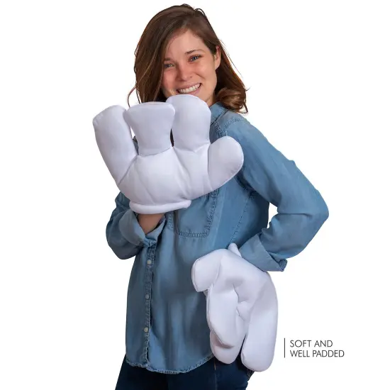 Cartoon Hand Gloves Costume - Giant White Puffy Hands Character Costumes Accessories for Adults and Kids {4}