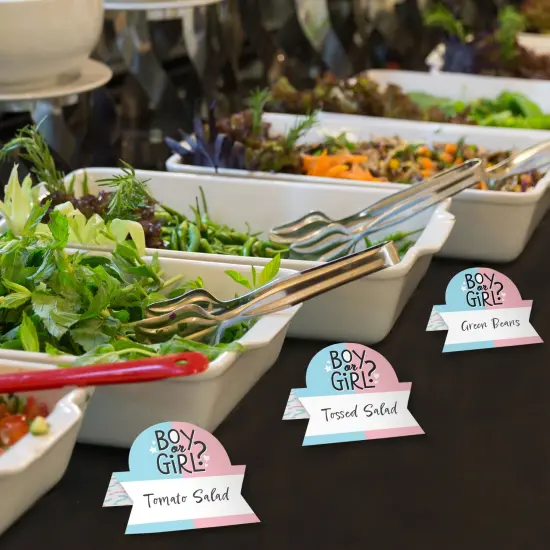 Big Dot of Happiness Baby Gender Reveal - Team Boy or Girl Party Tent Buffet Card - Table Setting Name Place Cards - Set of 24 {4}