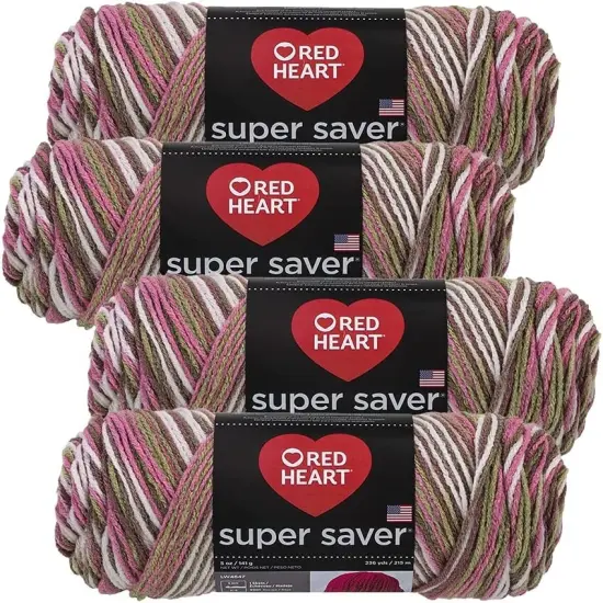 (Pack of 4) Red Heart Super Saver Yarn-Pink Camo {1}