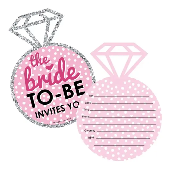 Big Dot of Happiness Bride-To-Be - Shaped Fill-In Invitations - Bridal Shower or Classy Bachelorette Party Invitation Cards with Envelopes - Set of 12 {1}