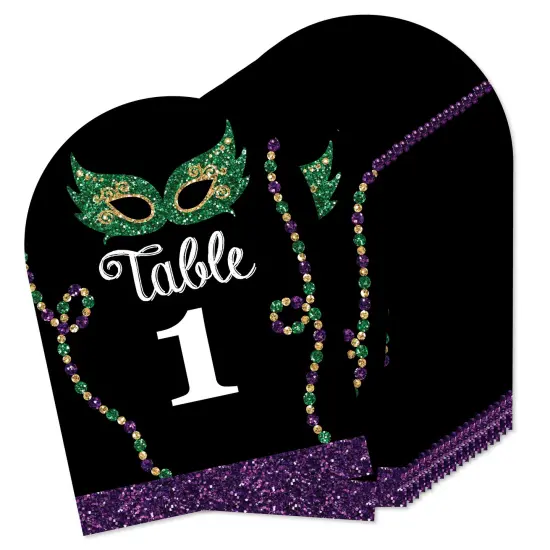 Big Dot of Happiness Mardi Gras - Masquerade Party Double-Sided 5 x 7 inches Cards - Table Numbers - 1-20 {1}