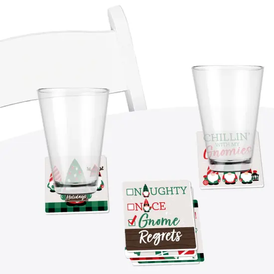 Big Dot of Happiness Red and Green Holiday Gnomes - Funny Christmas Party Decorations - Drink Coasters - Set of 6 {4}