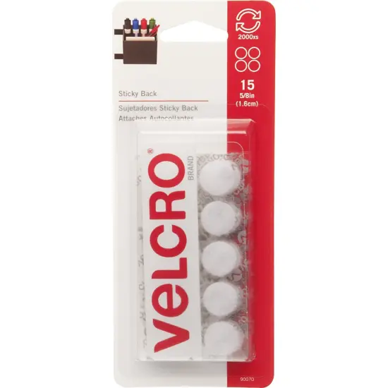 Multipack of 12 - VELCRO(R) Brand Sticky Back Coins .625" 15/Pkg-White {2}
