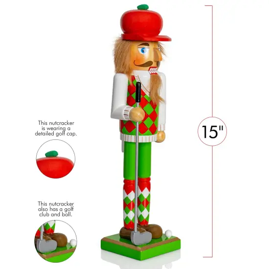 Ornativity Golf Player Christmas Nutcracker &ndash; Red and Green Wooden Golfer with Club and Ball Xmas Themed Holiday Nut Cracker Doll Figure Toy Decorations {6}