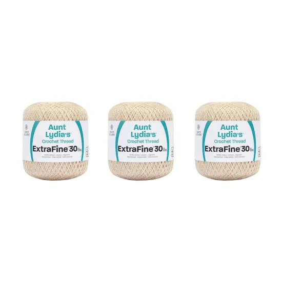Aunt Lydia Extra Fine Natural Crochet - 3 Pack of 500y/457m - Cotton - Gauge 30 - Crochet {1}