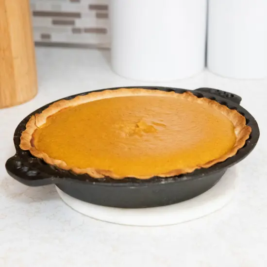 Lehman's Extra Deep Pie Pan, Pre-Seasoned Cast Iron Bakeware with Crimped Edges and Handles, 10.25 inches {5}