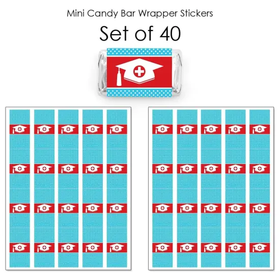 Big Dot of Happiness Nurse Graduation - Mini Candy Bar Wrapper Stickers - Medical Nursing Graduation Party Small Favors - 40 Count {4}