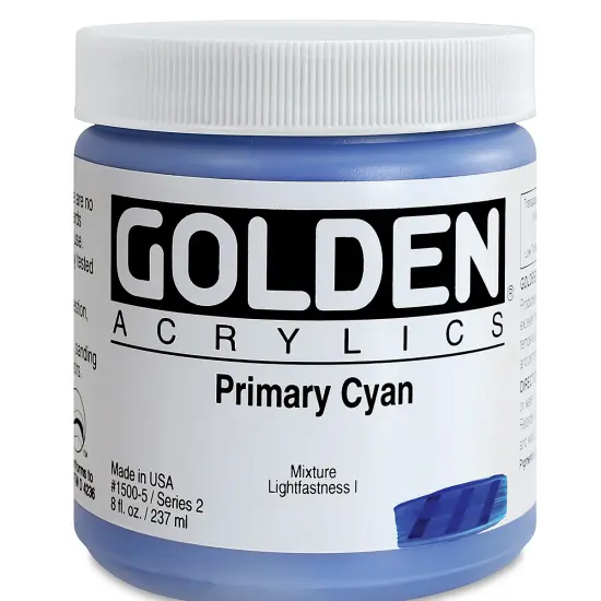 Golden Heavy Body Artist Acrylics - Primary Cyan, 8 oz Jar {2}