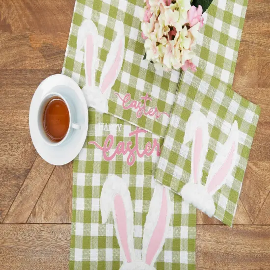 Easter Bunny Rabbit Ears Embroidered Spring Table Runner 13" x 72" {4}