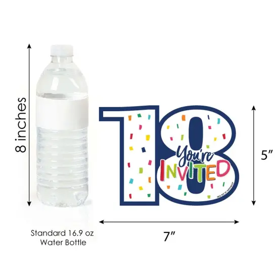 Big Dot of Happiness 18th Birthday - Cheerful Happy Birthday - Shaped Fill-In Invites - Eighteenth Birthday Invites Cards with Envelopes - Set of 12 {6}