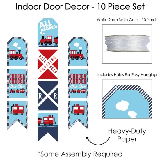 Big Dot of Happiness Railroad Party Crossing - Hanging Vertical Paper Door Banners - Steam Train Party Wall Decor Kit- Indoor Door Decor {6}