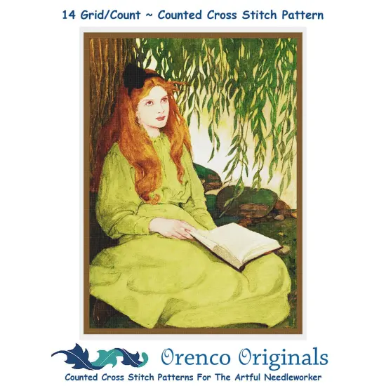 A Girl Reading Willow Tree by Jessie Willcox Smith Counted Cross Stitch Pattern {1}