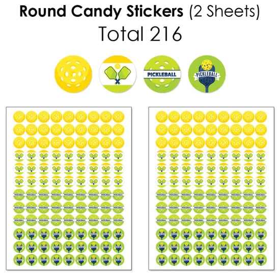 Big Dot of Happiness Let&rsquo;s Rally - Pickleball - Birthday or Retirement Party Candy Favor Sticker Kit - 304 Pc {6}