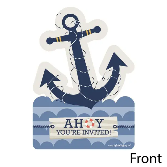 Big Dot of Happiness Ahoy - Nautical - Shaped Fill-in Invitations - Baby Shower or Birthday Party Invitation Cards with Envelopes - Set of 12 {3}