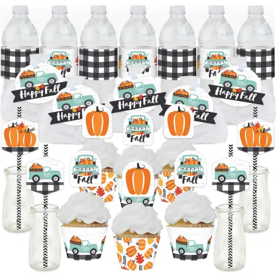 Big Dot of Happiness Happy Fall Truck - Harvest Pumpkin Party Favors and Cupcake Kit - Fabulous Favor Party Pack - 100 Pieces {1}
