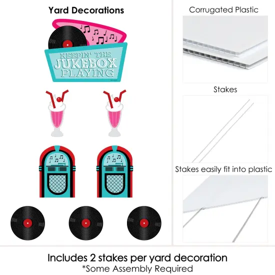 Big Dot of Happiness 50's Sock Hop - Yard Sign & Outdoor Lawn Decorations - 1950s Rock N Roll Yard Signs - Set of 8 {6}