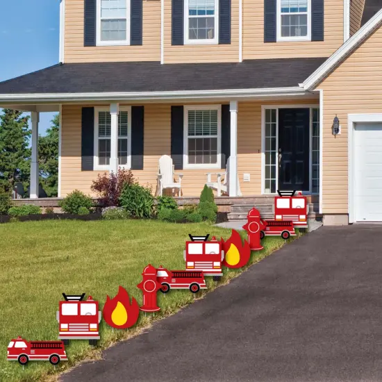 Big Dot of Happiness Fired Up Fire Truck - Lawn Decorations - Outdoor Firefighter Firetruck Baby Shower or Birthday Party Yard Decorations - 10 Piece {4}