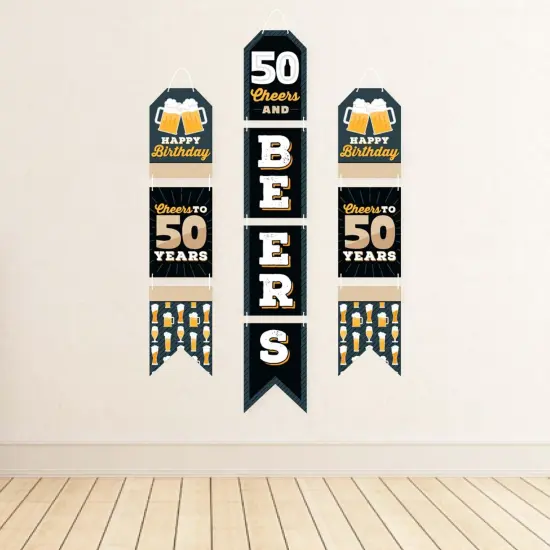 Big Dot of Happiness Cheers and Beers to 50 Years - Hanging Vertical Paper Door Banners - 50th Birthday Party Wall Decoration Kit - Indoor Door Decor {4}