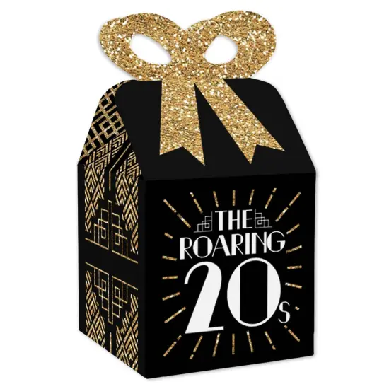 Big Dot of Happiness Roaring 20's - Square Favor Gift Boxes - 1920s Art Deco Jazz Party Bow Boxes - Set of 12 {1}