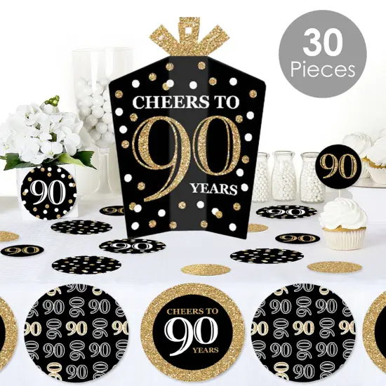 Big Dot of Happiness Adult 90th Birthday - Gold - Birthday Party Decor and Confetti - Terrific Table Centerpiece Kit - Set of 30 {3}