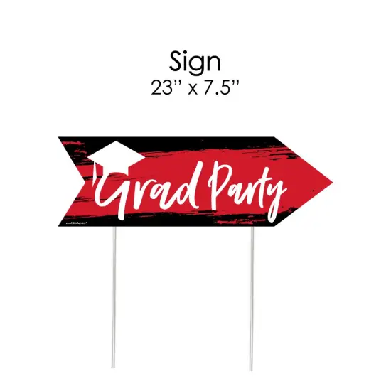 Big Dot of Happiness Red Graduation Party Sign Arrow - Double Sided Directional Yard Signs - Set of 2 {7}