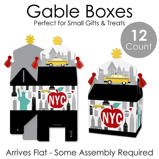 Big Dot of Happiness NYC Cityscape - Treat Box Party Favors - New York City Party Goodie Gable Boxes - Set of 12 {7}