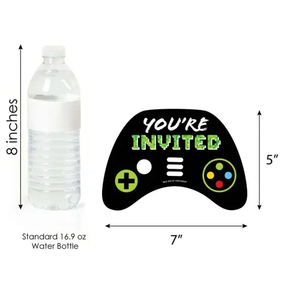 Big Dot of Happiness Game Zone - Shaped Fill-in Invitations - Pixel Video Game Party or Birthday Party Invitation Cards with Envelopes - Set of 12 {6}