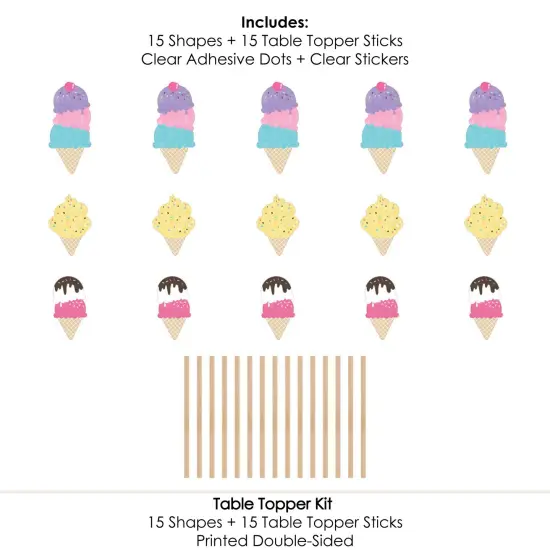 Big Dot of Happiness Scoop Up the Fun - Ice Cream - Sprinkles Party Centerpiece Sticks - Table Toppers - Set of 15 {7}
