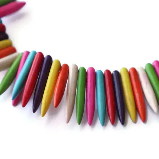 78 25mm Mulitcolor Spike Stone Beads Dyed Howlite Beads Synthetic Turquoise Beads Full Strand bL2 {2}