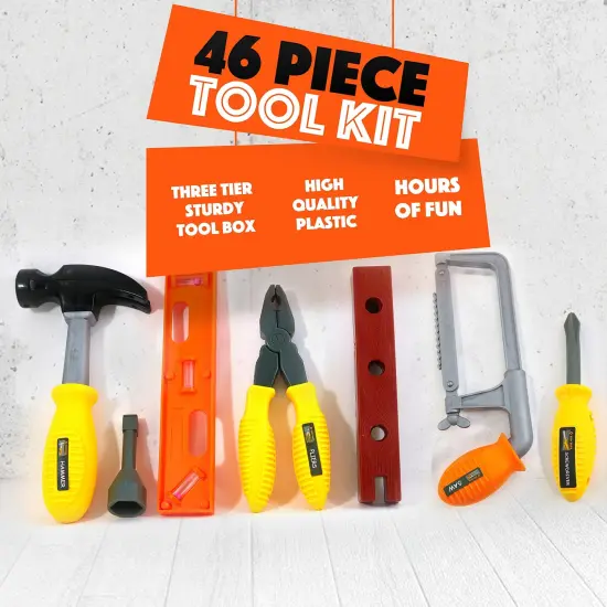 Big Mo's Toys Tool Box - Pretend Play Three Tier Educational Tool Kit for Kids Gift of All Ages - 46 Piece Set {4}