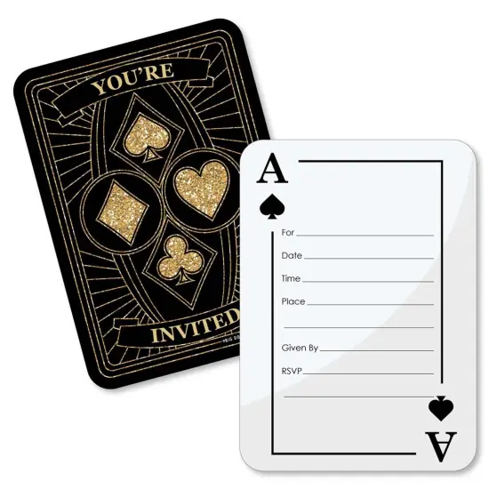 Big Dot of Happiness Las Vegas - Shaped Fill-in Invitations - Casino Party Invitation Cards with Envelopes - Set of 12 {1}