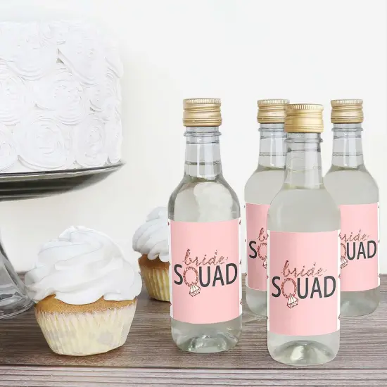 Big Dot of Happiness Bride Squad - Mini Wine & Champagne Bottle Label Stickers - Rose Gold Bridal Shower or Bachelorette Party Favor Gift - Set of 16 {3}