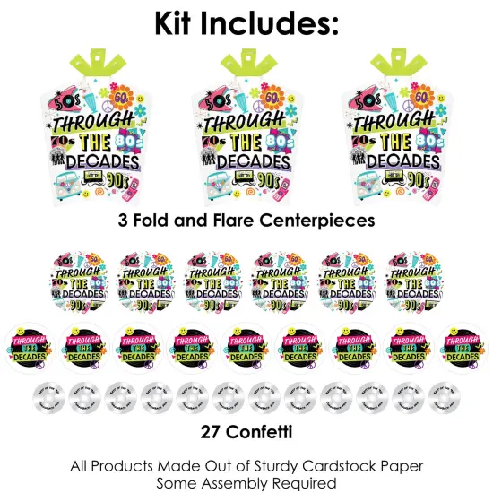 Big Dot of Happiness Through the Decades - 50s, 60s, 70s, 80s, and 90s Party Decor and Confetti - Terrific Table Centerpiece Kit - Set of 30 {4}