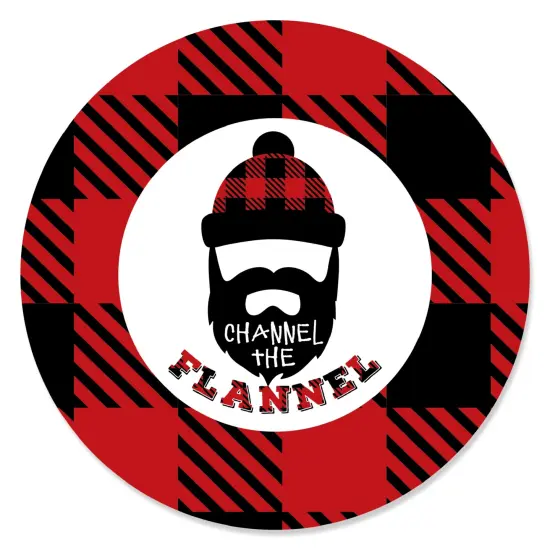 Big Dot of Happiness Lumberjack - Channel the Flannel - Buffalo Plaid Party Circle Sticker Labels - 24 Count {1}