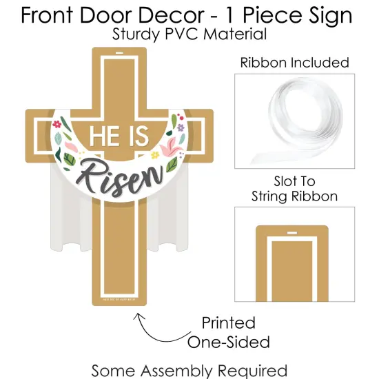 Big Dot of Happiness Religious Easter - Hanging Porch Christian Holiday Party Outdoor Decorations - Front Door Decor - 1 Piece Sign {6}
