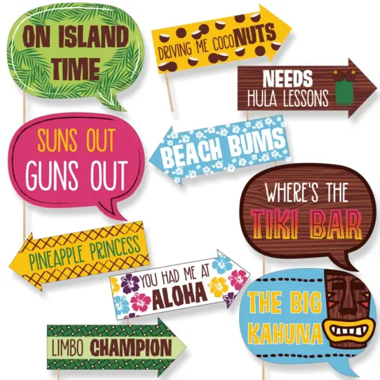 Big Dot of Happiness Funny Luau - Hawaiian Party Photo Booth Props Kit - 10 Piece {1}