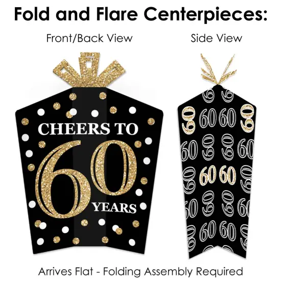 Big Dot of Happiness Adult 60th Birthday - Gold - Birthday Party Decor and Confetti - Terrific Table Centerpiece Kit - Set of 30 {6}