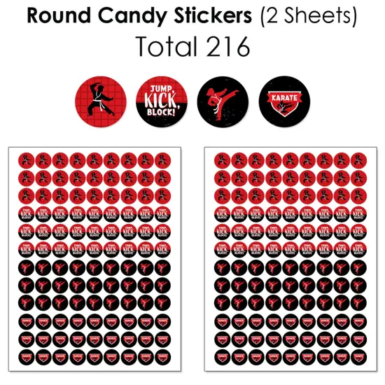 Big Dot of Happiness Karate Master - Martial Arts Birthday Party Candy Favor Sticker Kit - 304 Pc {6}