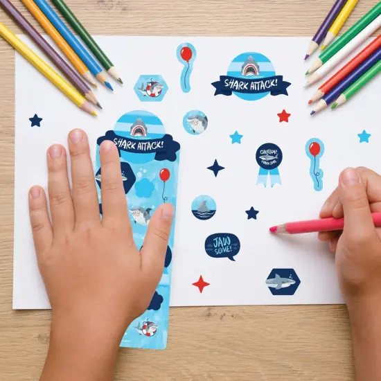 Big Dot of Happiness Shark Zone - Jawsome Shark Birthday Party Favor Kids Stickers - 16 Sheets - 256 Stickers {7}