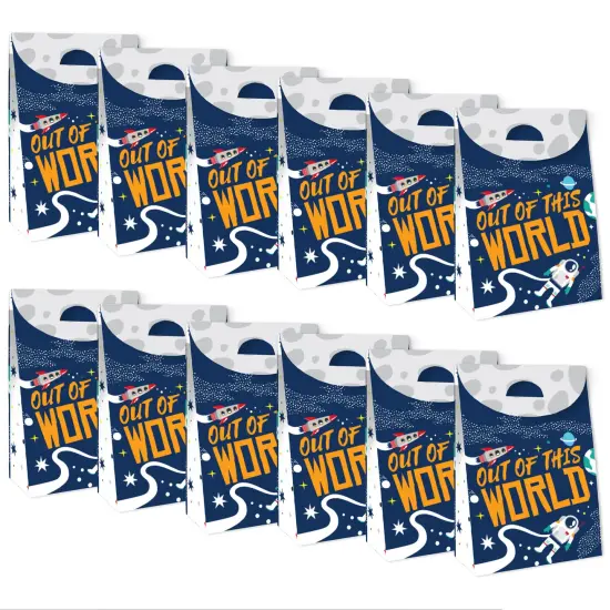 Big Dot of Happiness Blast Off to Outer Space - Rocket Ship Baby Shower or Birthday Gift Favor Bags - Party Goodie Boxes - Set of 12 {6}