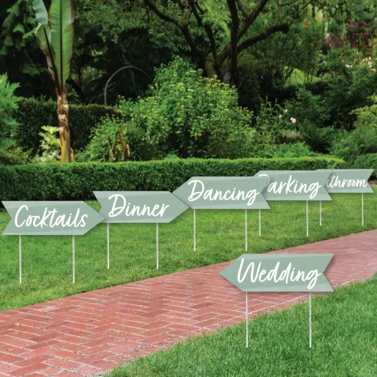 Big Dot of Happiness Sage Green Elegantly Simple - Arrow Wedding and Receptions Direction Signs - Double Sided Outdoor Yard Signs - Set of 6 {3}