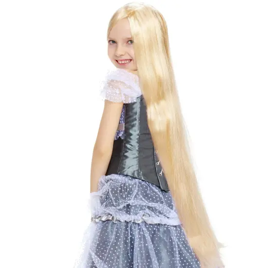 Long Blond Princess Wig - Blonde Kids Pretend Play Costume Accessories Princess Wigs for Children {4}